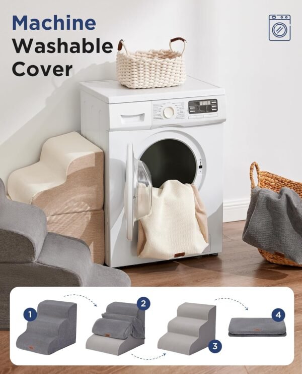 Rampe d'escalier incurvée grise pour chiens, pour lits hauts